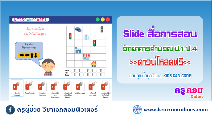 Slide สื่อการสอน วิทยาการคำนวณ ชั้นประถมศึกษาปีที่ 1-4