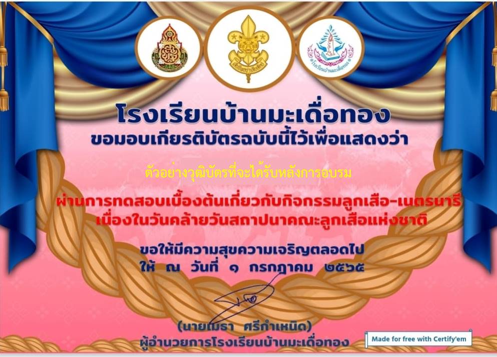 แบบทดสอบเนื่องในวันคล้ายวันสถาปนาคณะลูกเสือแห่งชาติ 2565 รับเกียรติบัตรฟรี